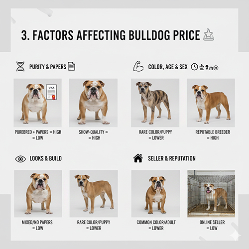 Các yếu tố ảnh hưởng đến giá chó Bulldog Anh