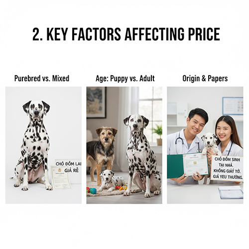 Các yếu tố ảnh hưởng đến giá chó Đốm Dalmatian thuần chủng và chó lai