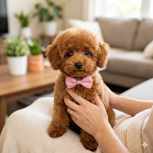 Ảnh đại diện chó Poodle lông nâu xoăn dễ thương với biểu cảm ngơ ngác đáng yêu.