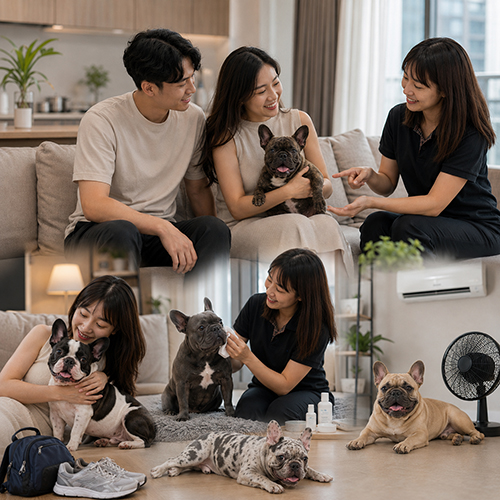 Nhân viên tư vấn Bull Pháp cho gia đình trong căn hộ sáng sạch