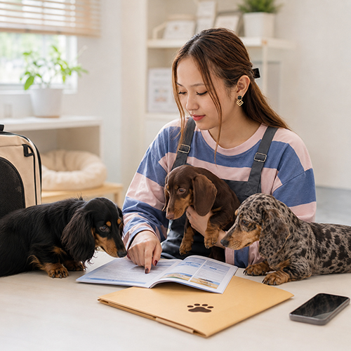 Nhân viên Chạm Pets tư vấn chính sách sức khỏe cho chó Lạp Xưởng