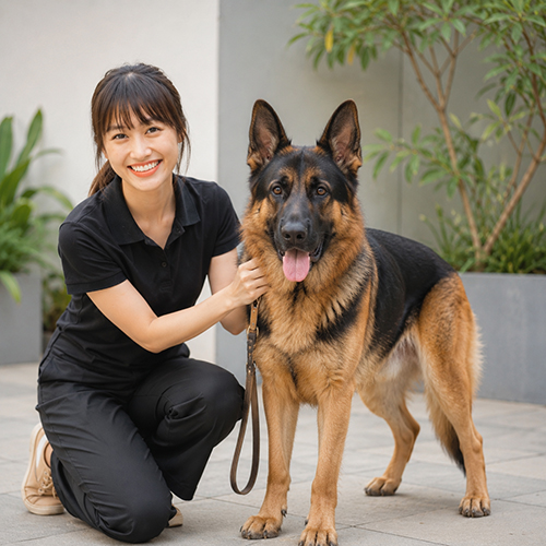 Nhân viên tư vấn bên chó Becgie Đức trưởng thành