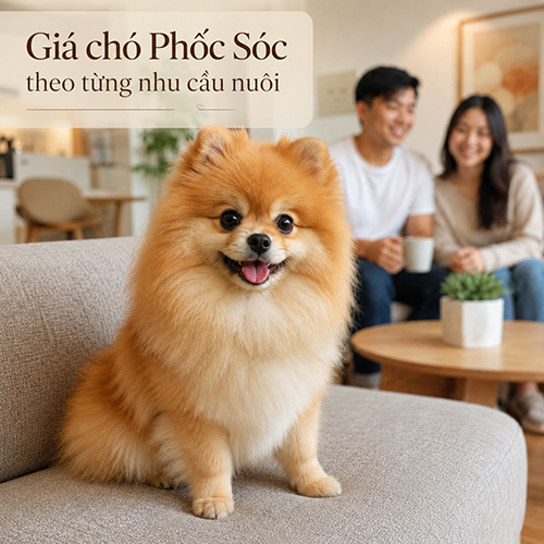 Chó Phốc Sóc vàng trong phòng khách cùng gia đình