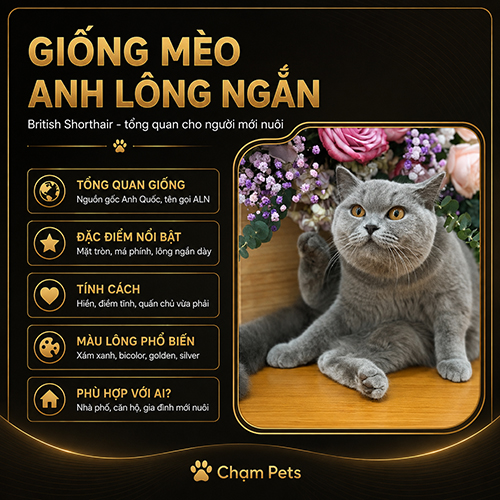 Giống mèo Anh lông ngắn British Shorthair mặt tròn lông dày