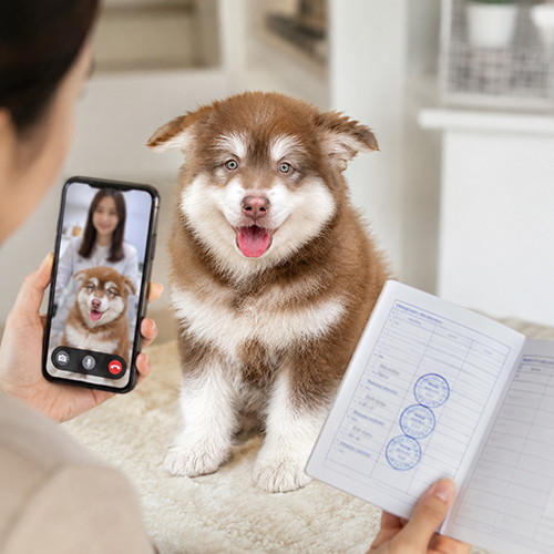 Kiểm tra video thật và sổ tiêm chó Alaska trước khi đặt cọc