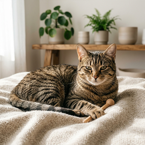Một chú mèo tabby nhà khỏe mạnh