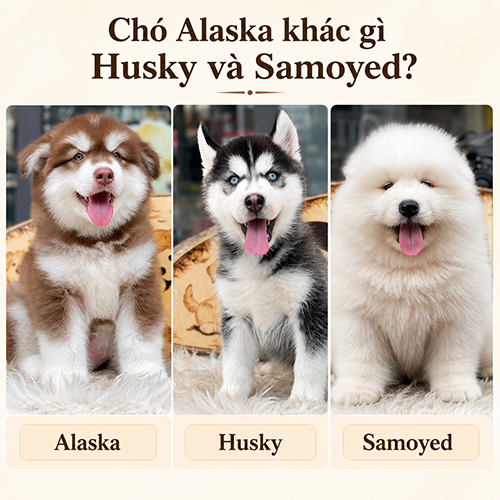 So sánh Alaska Husky và Samoyed