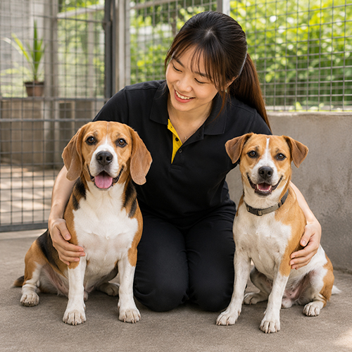 Nhân viên hướng dẫn phân biệt chó Beagle thuần chủng và Beagle lai