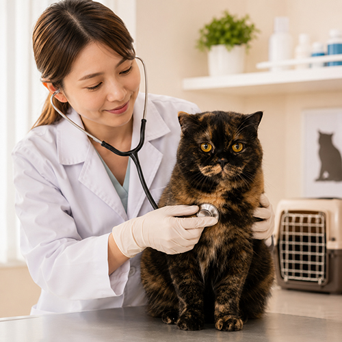 Bác sĩ thú y khám sức khỏe cho mèo ALN