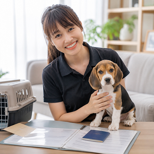 Nhân viên tư vấn nguồn gốc và giấy tờ cho chó Beagle con