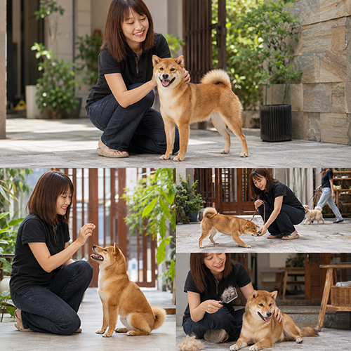 Nhân viên chăm sóc và hướng dẫn chó Shiba Inu để cân nhắc ưu nhược điểm