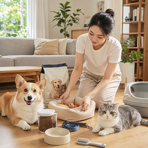 Chuẩn bị thức ăn, bát nước, ổ nằm và phụ kiện trước khi nuôi chó mèo cảnh