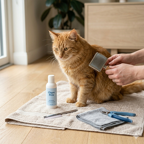 Chăm sóc lông mèo bằng lược chuyên dụng tại Chạm Pets.