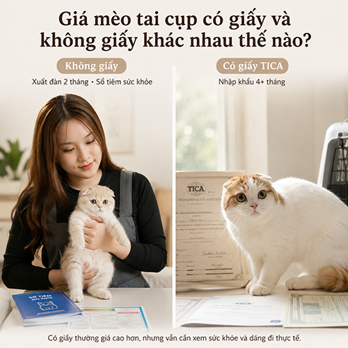 Giá mèo tai cụp có giấy và không giấy khác nhau thế nào