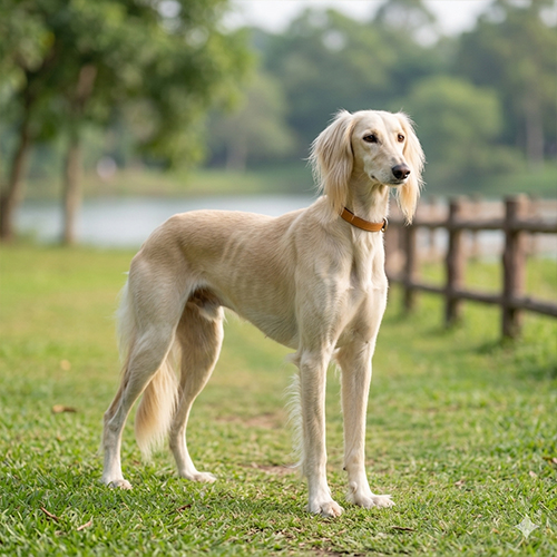 Saluki với dáng mảnh, chân dài quý phái.