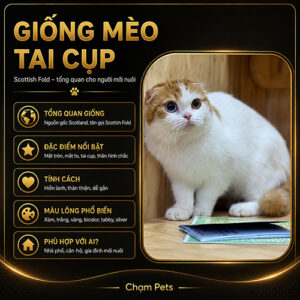 Ảnh đại diện bài viết giống mèo tai cụp Scottish Fold tại Chạm Pets
