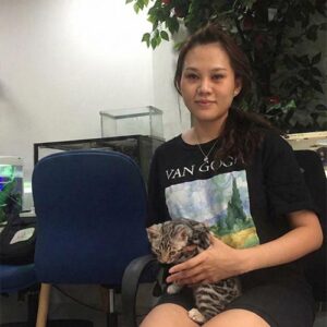 Khách hàng nhận mèo Bengal silver tabby tại Chạm Pets Family